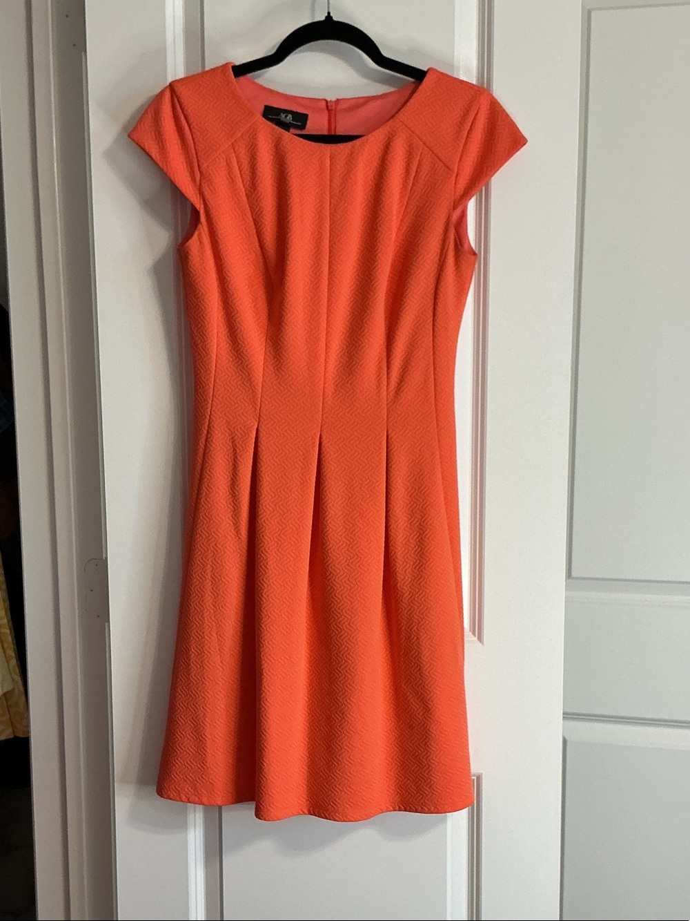 AGB Orange Textured Fit-and-Flare Midi Dress